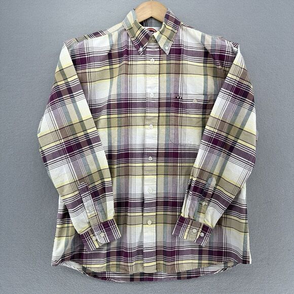 Y2K Larro Western‎ Plaid Button Down White Striped Shirt Men’s M VTG Cowboy - Picture 1 of 7